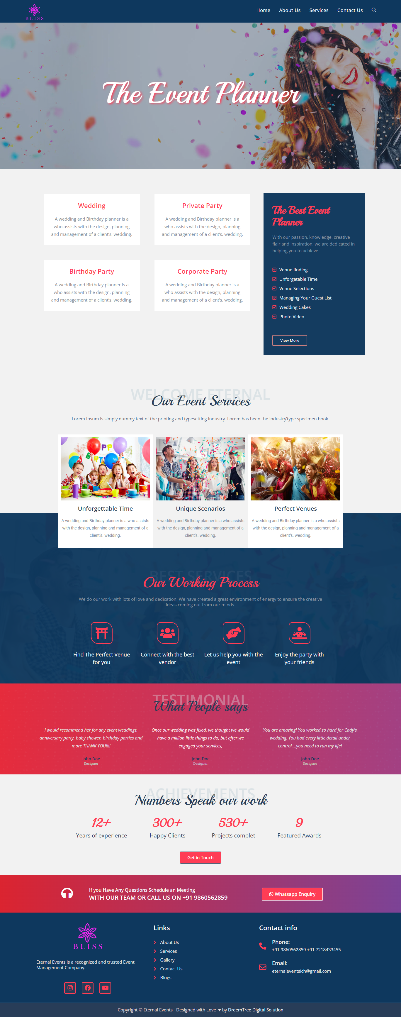 bliss eterno website by dreemtree